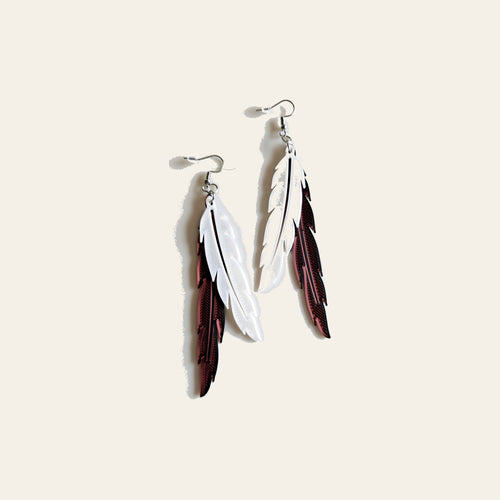 3D Print Double Feather Boho Earrings Made in America by Baha Ranch Western Wear
