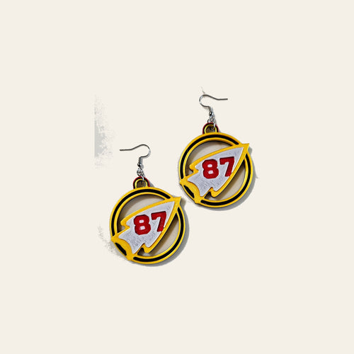 3D Print Kansas City Travis 87 Arrowhead Chiefs Earrings Kelce Made in America by Baha Ranch Western Wear