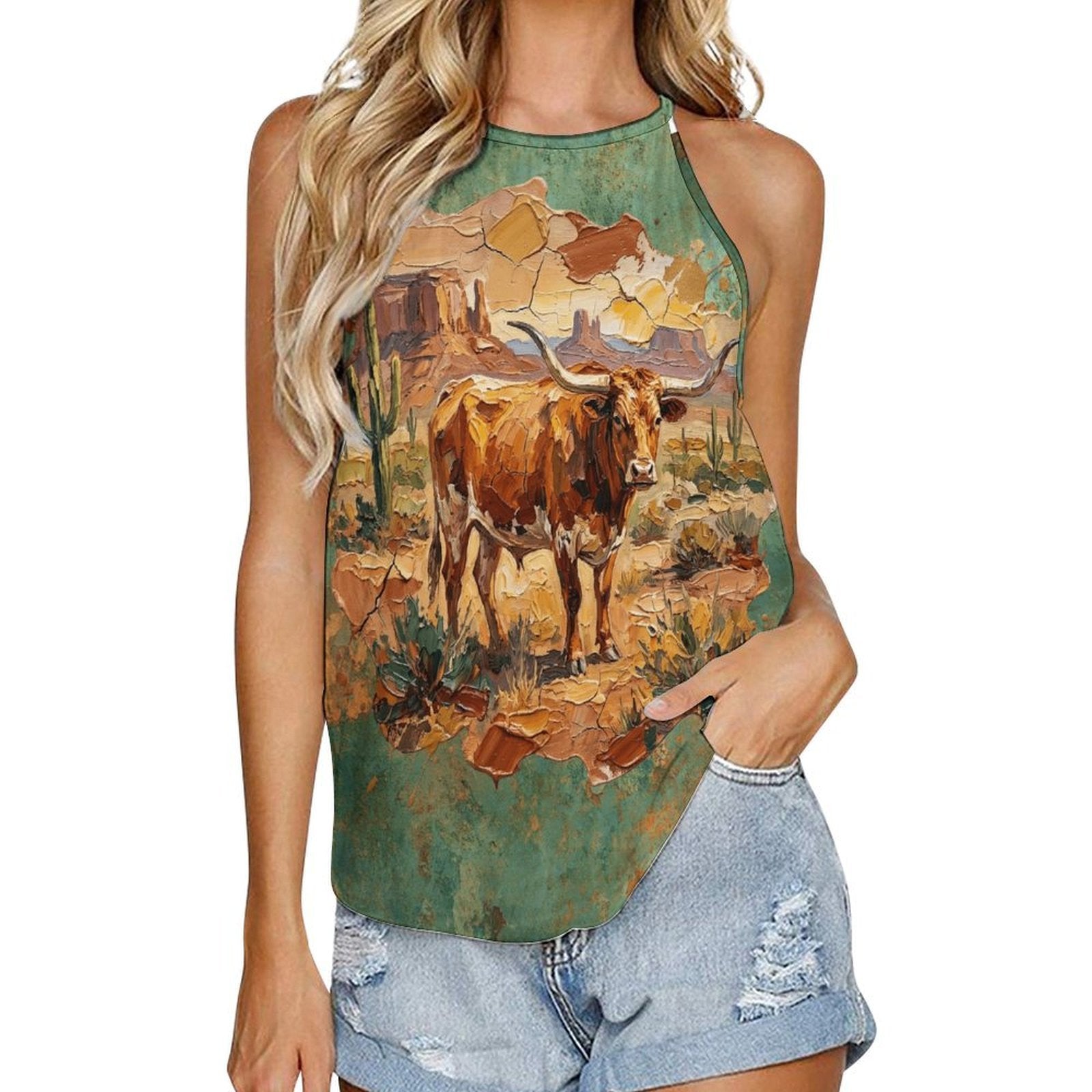 Baha Ranch Desert Longhorn Tank Top by Baha Ranch Western Wear