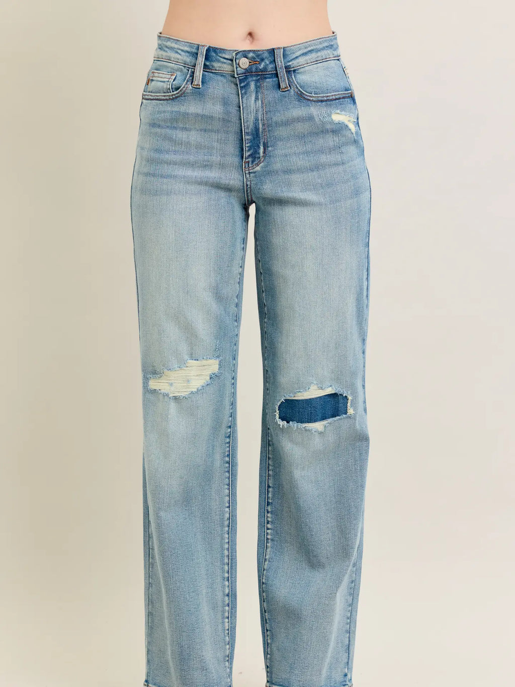 Mae Distressed Straight Denim | Jeans