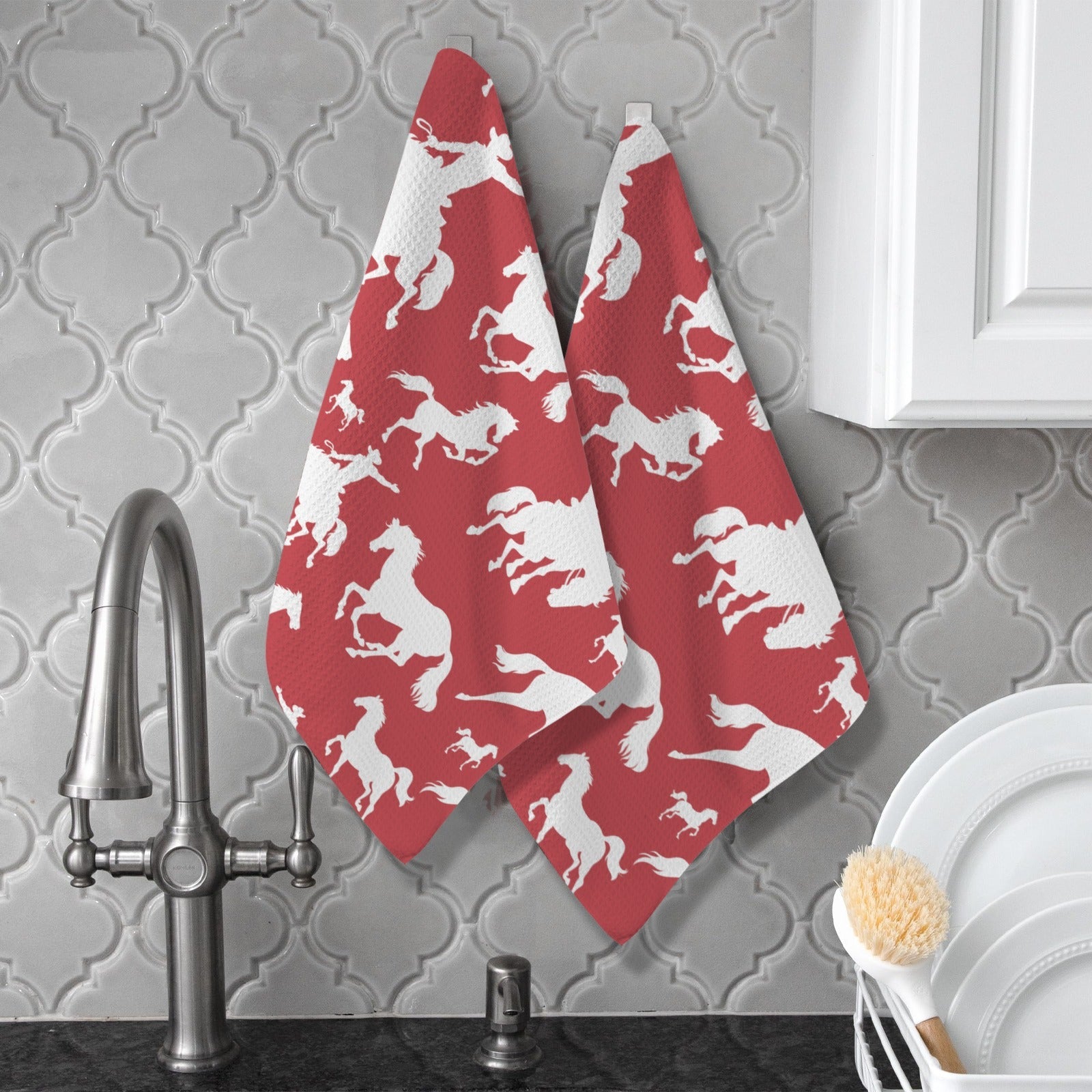 Baha Ranch Red Rodeo Cowboy Set of 2 Dish Towels Made in America by Baha Ranch Western Wear - product image 2