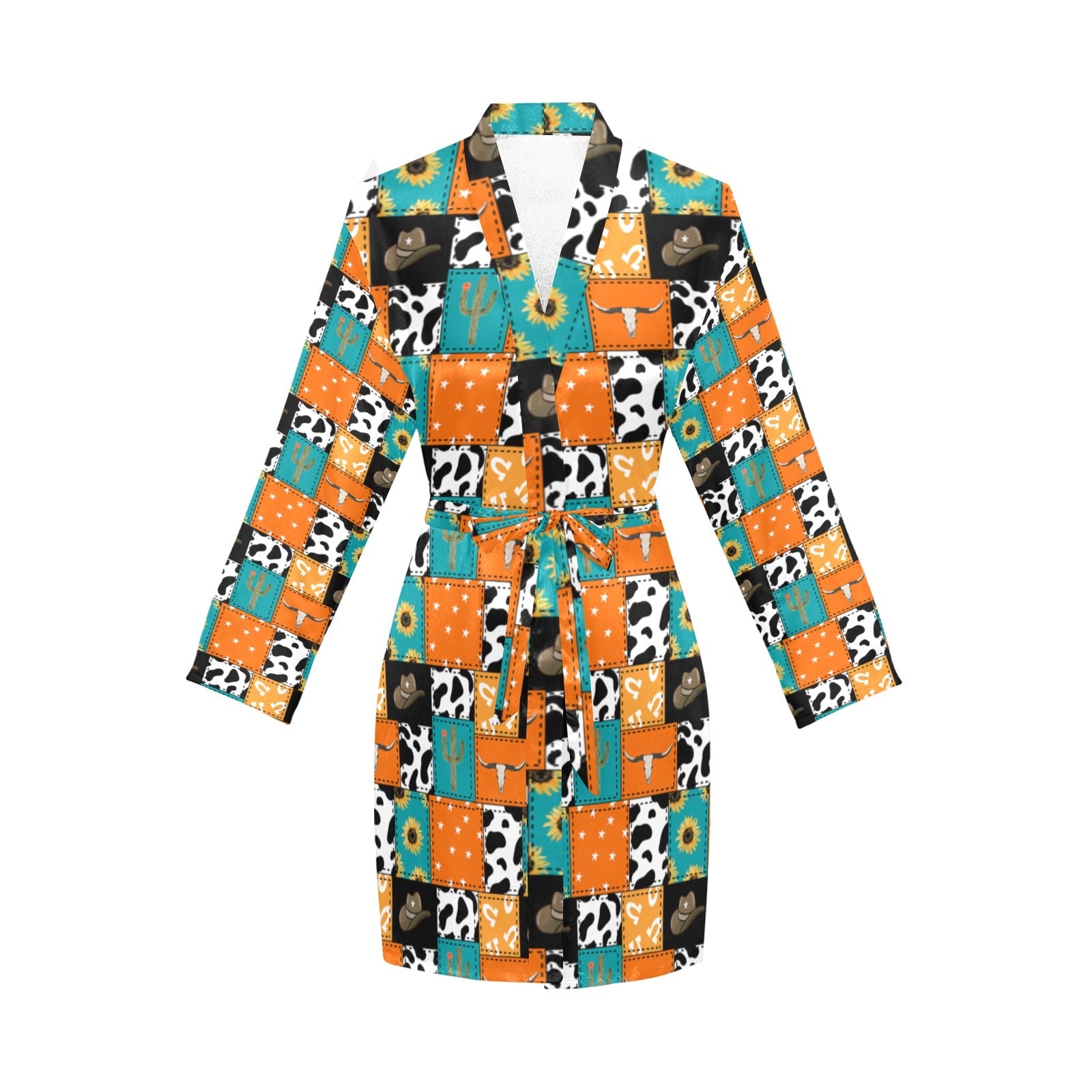 Baha Ranch Western Patchwork Women's Belted Satin Feel Dressing Lounge Robe by Baha Ranch Western Wear - product image 3