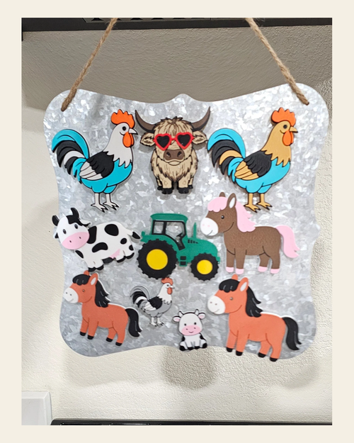 3d Farm Animal Cow Horse Tractor Magnets - Build your own farm - choice of styles on a warm cream background