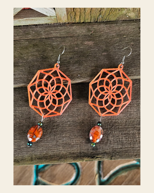 3D Print Boho Earrings Made in America on a warm cream background