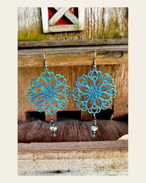 3D Print Boho Earrings Made in America on a warm cream background