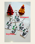 3D Print Christmas Personalized Initial - Keychain or Ornament - Made in America on a warm cream background