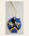 3D Print Royals Kc Baseball Kansas City Ornament on a warm cream background