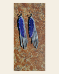 3D Printed Feather Leather Fringe Earrings Made in America on a warm cream background