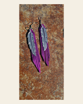 3D Printed Feather Leather Fringe Earrings Made in America on a warm cream background