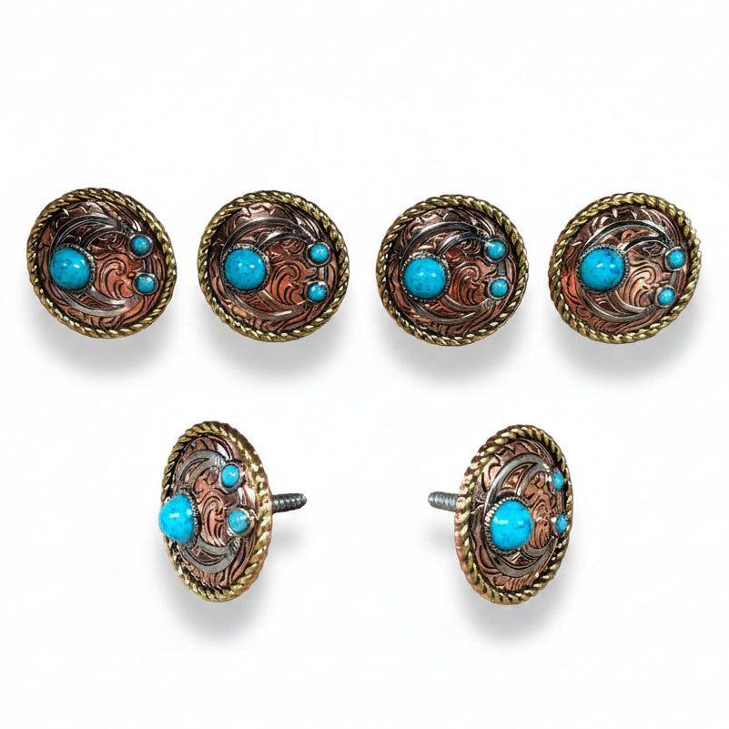 Copper Turquoise Blossom Saddle Set SSW206 — view 2