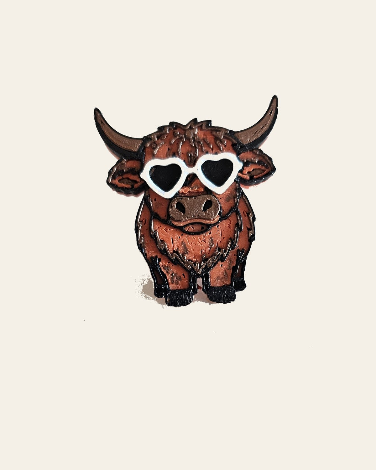 3d Printed Cool Highland Brown Cow Magnet Made in America