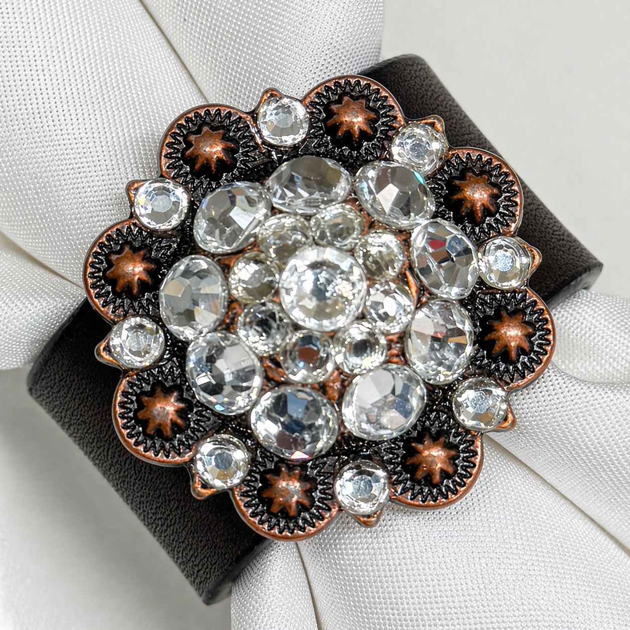Copper Clear Crystal Concho Napkin Ring #CNR100 — view 2