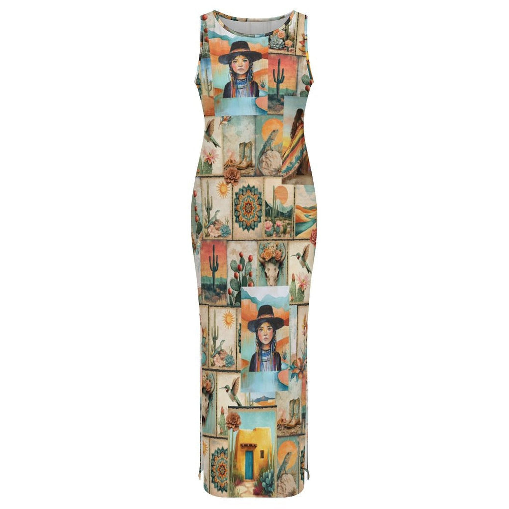 Baha Ranch New Colores De Mexico Pictures of the Southwest Bodycon Side Slit Long Dress by Baha Ranch Western Wear -...