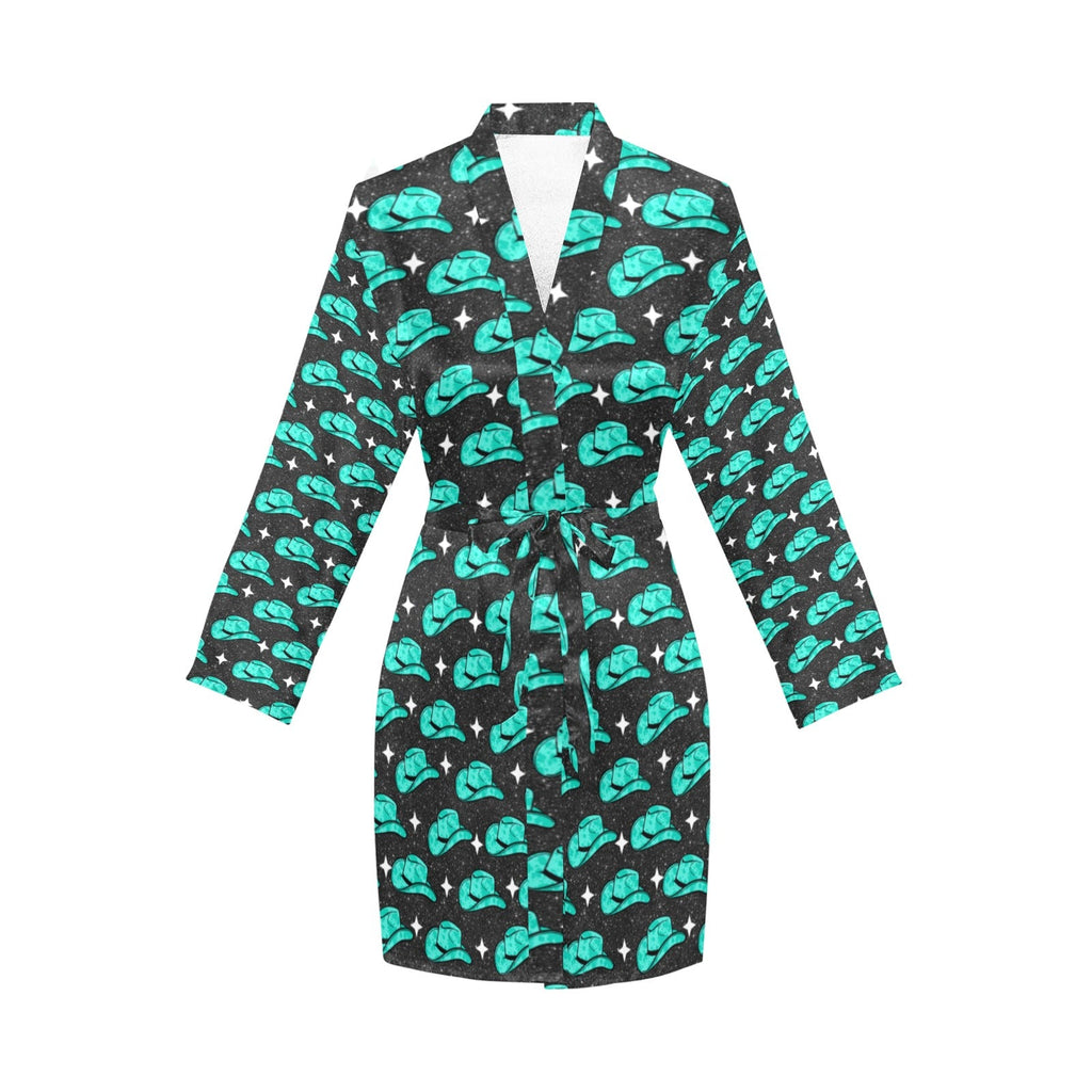 Baha Ranch Turquoise cowgirl Hat Women's Belted Satin Feel Dressing Lounge Robe by Baha Ranch Western Wear - product image 3