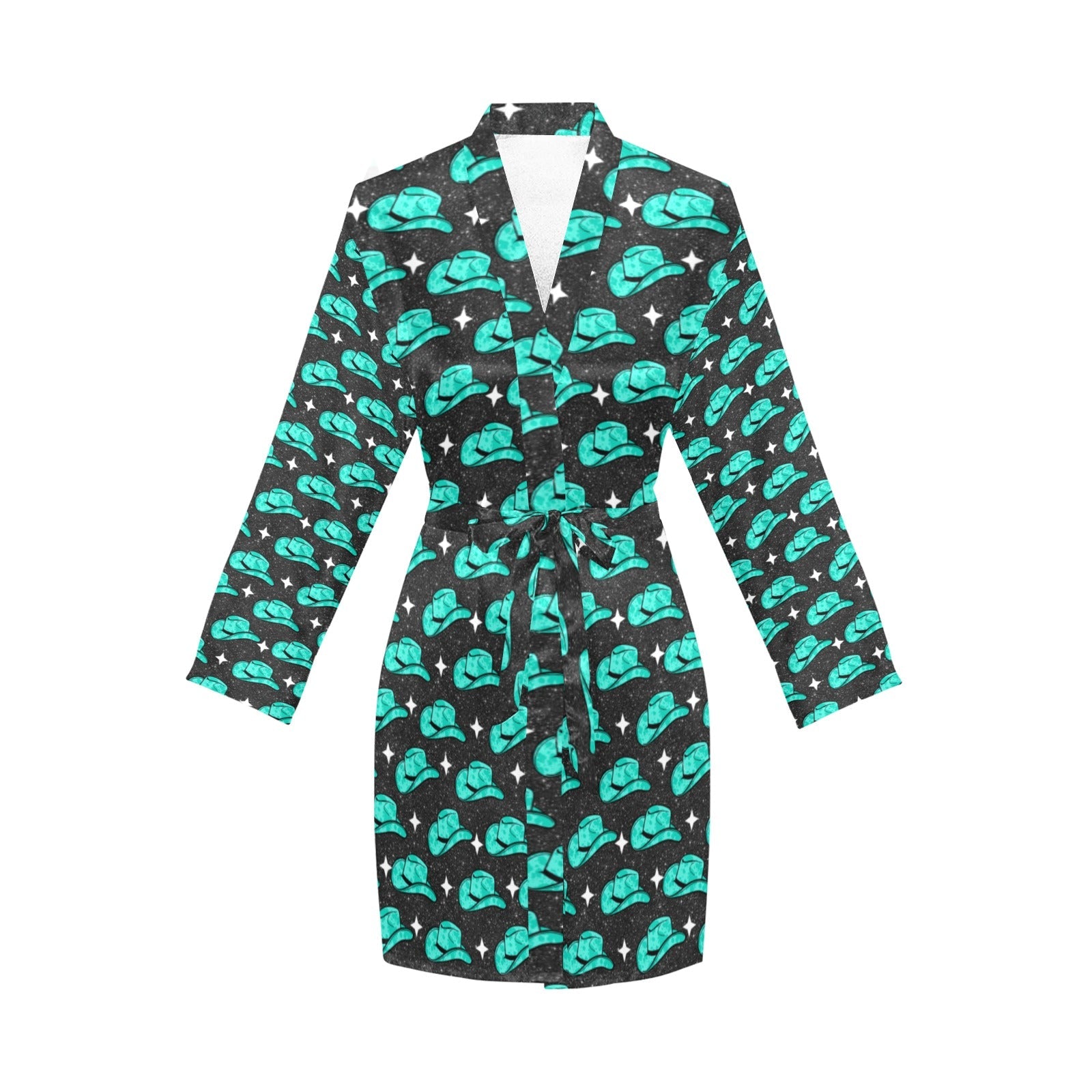 Baha Ranch Turquoise cowgirl Hat Women's Belted Satin Feel Dressing Lounge Robe by Baha Ranch Western Wear - product image 3