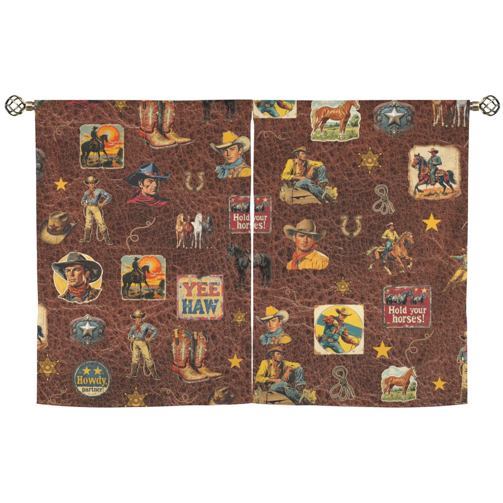 Baha Ranch Vintage Cowboy Collage Western Curtains 28" x 40" Made in America by Baha Ranch Western Wear - product image 2