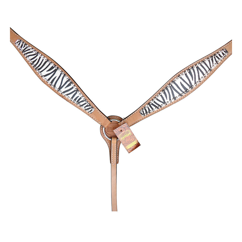 Western Leather Headstall And Breast Collar Tack Set With ZebraPatterned Durable