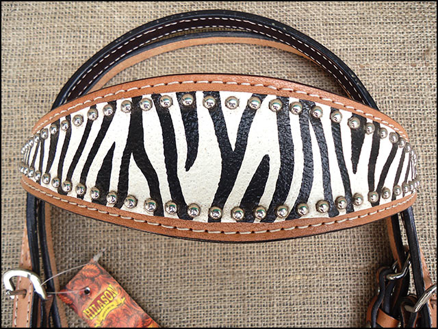 Western Leather Headstall And Breast Collar Tack Set With ZebraPatterned Durable