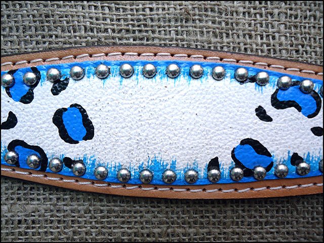 HILASON W. H. Leather Headstall & Breast Collar Set Turquoise Leopard