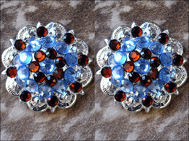 Aquamarine Topaz Crystals 1 -1/4In. Berry Concho Rhinestone Saddle Tack