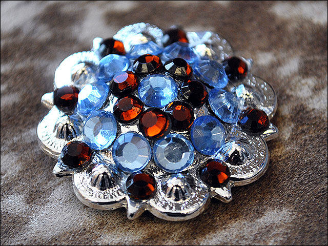 Aquamarine Topaz Crystals 1 -1/4In. Berry Concho Rhinestone Saddle Tack
