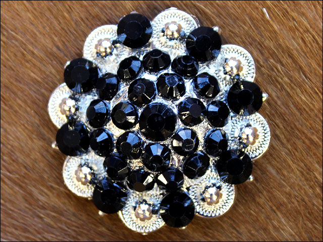 Black Crystals 1-1/4In Berry Headstall Saddle Hilason