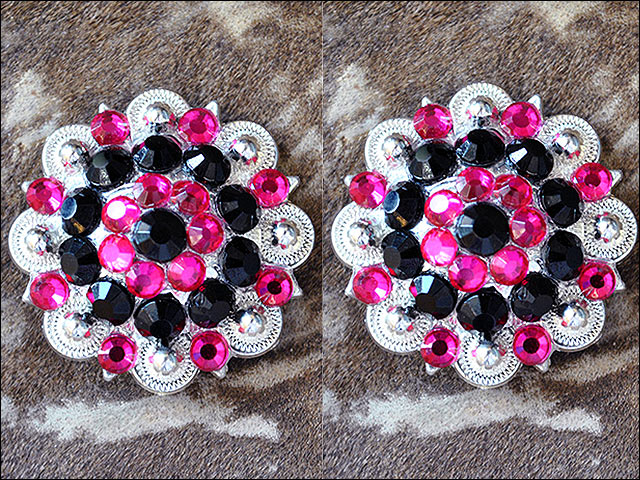Black Hot Pink Crystal Berry Headstall Saddle Cowgirl Hilason