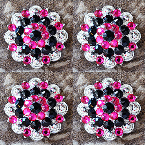 Black Hot Pink Crystal Berry Headstall Saddle Cowgirl Hilason