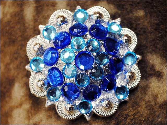 Hilason Turquoise Blue Crystals 1-1/4 Berry Concho Rhinestone Saddle Tack