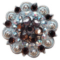 Hilason Brown Ab Crystal 1-1/4In Berry Concho Rhinestone Tack Saddle