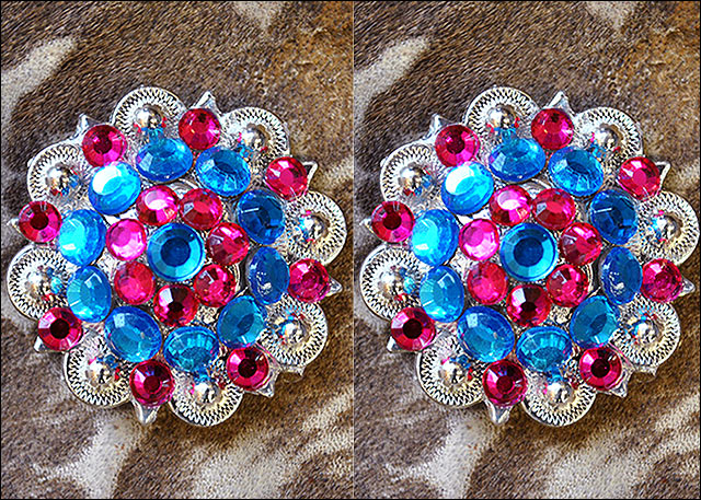 Blue Fuchsia Crystal 1-1/4In Berry Headstall Saddle Hilason