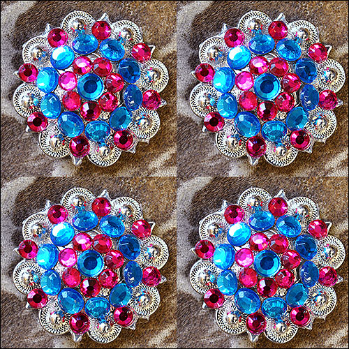 Blue Fuchsia Crystal 1-1/4In Berry Headstall Saddle Hilason
