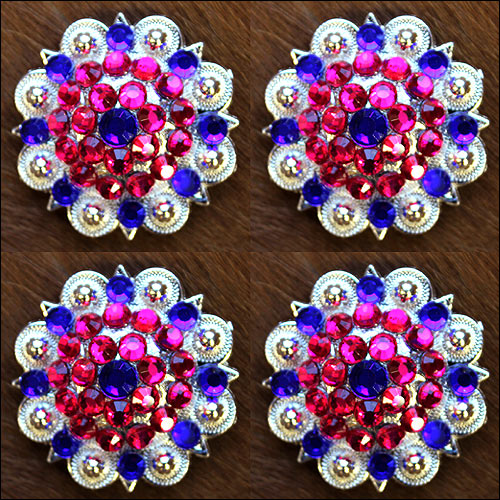 Blue Pink Crystal 1-1/4In Berry Headstall Saddle Hilason