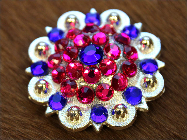 Blue Pink Crystal 1-1/4In Berry Headstall Saddle Hilason
