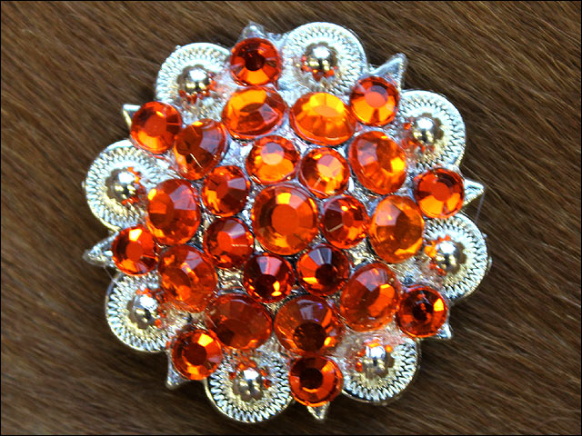 Orange Crystal 1-1/4In Berry Headstall Saddle Cowgirl Hilason
