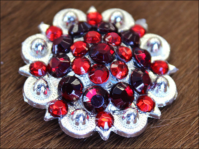 HILASON Pink Red Crystal 1-1/4In. Berry Concho Rhinestone Tack Saddle | Slotted Conchos Leather Screw Back
