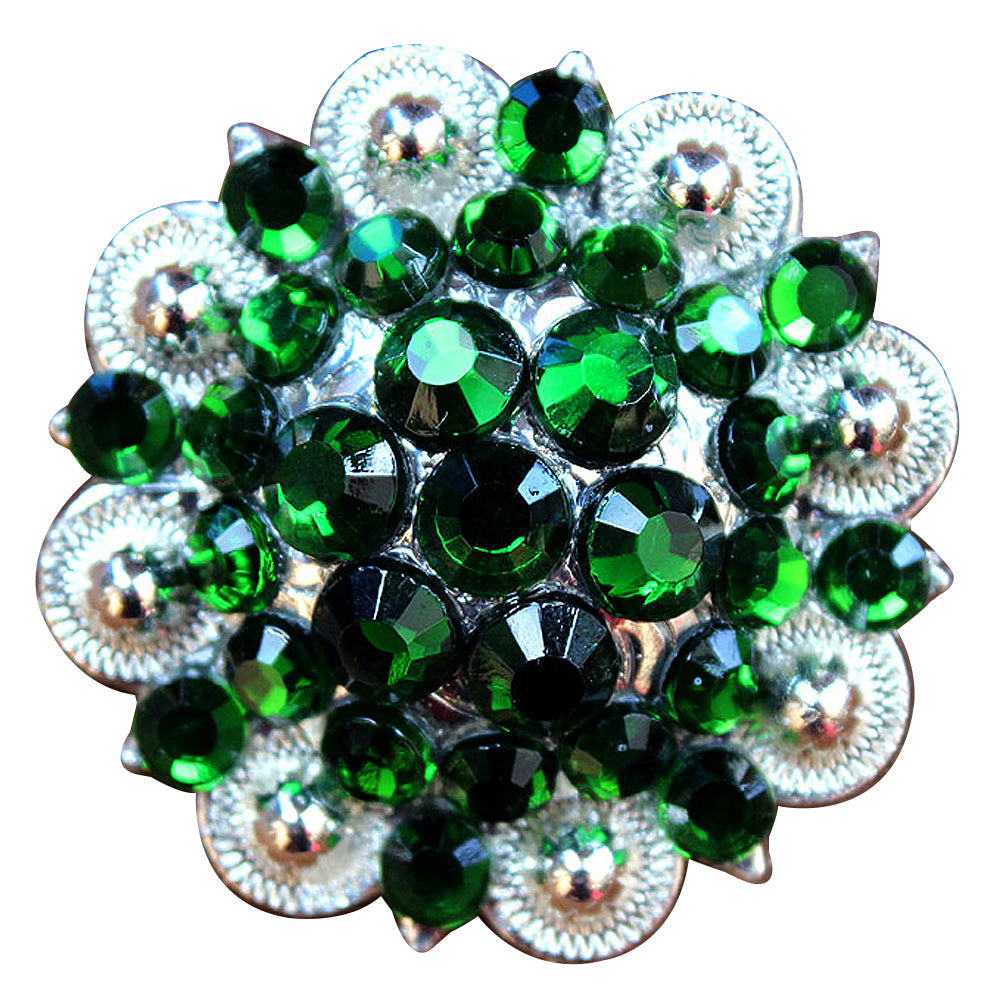 Hilason Green Crystal 1-1/4In Berry Concho Rhinestone Tack Saddle Cowgirl