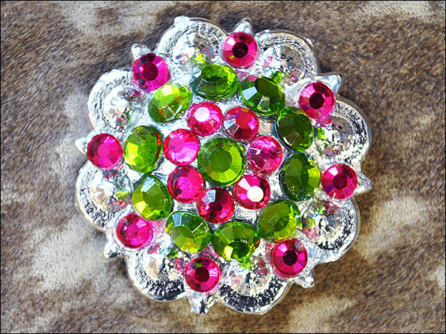 Hilason Peridot Green Fuchsia Crystal Berry Concho Rhinestone Tack Saddle