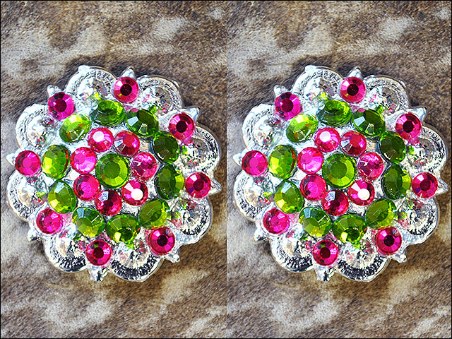 Hilason Peridot Green Fuchsia Crystal Berry Concho Rhinestone Tack Saddle
