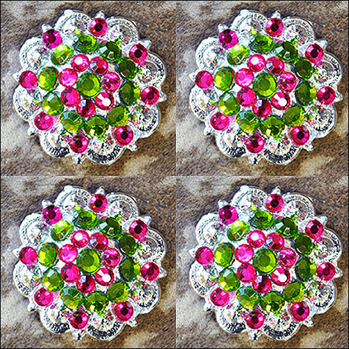 Hilason Peridot Green Fuchsia Crystal Berry Concho Rhinestone Tack Saddle