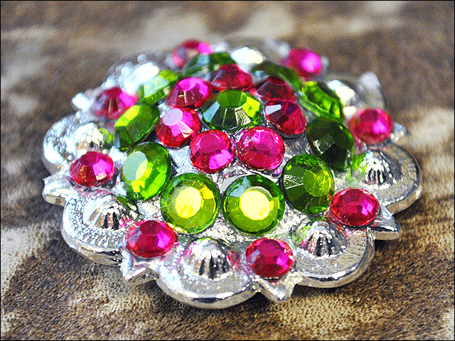 Hilason Peridot Green Fuchsia Crystal Berry Concho Rhinestone Tack Saddle