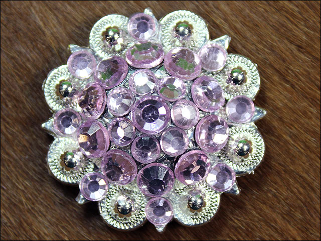Hilason Rose Crystal 1-1/4In Berry Concho Rhinestone Saddle Tack Cowgirl