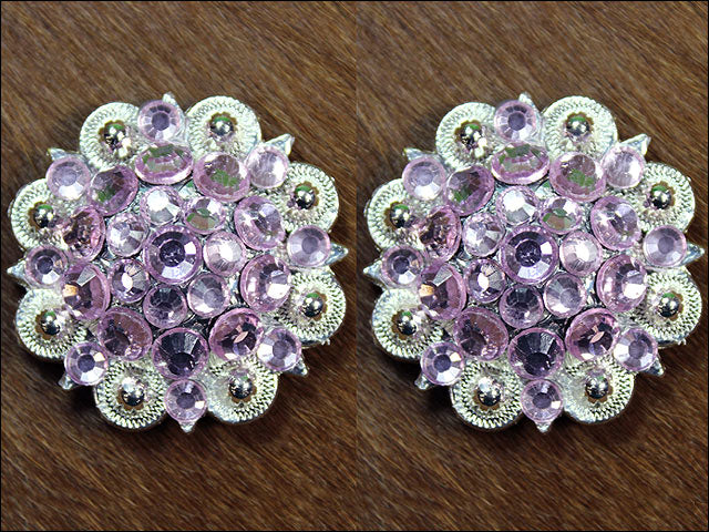 Hilason Rose Crystal 1-1/4In Berry Concho Rhinestone Saddle Tack Cowgirl