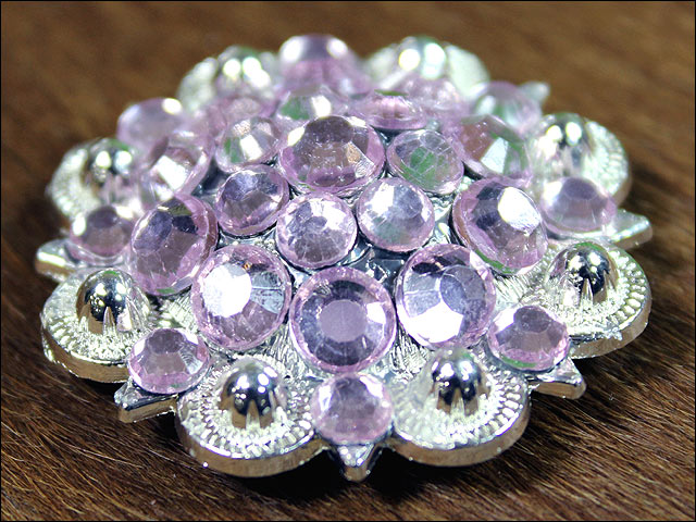 Hilason Rose Crystal 1-1/4In Berry Concho Rhinestone Saddle Tack Cowgirl