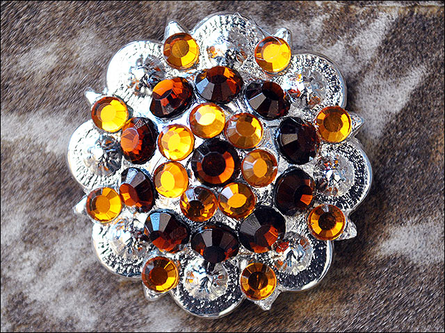 Hilason Brown Crystal 1-1/4 Berry Concho Rhinestone Saddle Tack Cowgirl