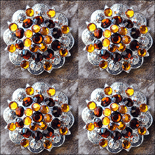 Hilason Brown Crystal 1-1/4 Berry Concho Rhinestone Saddle Tack Cowgirl