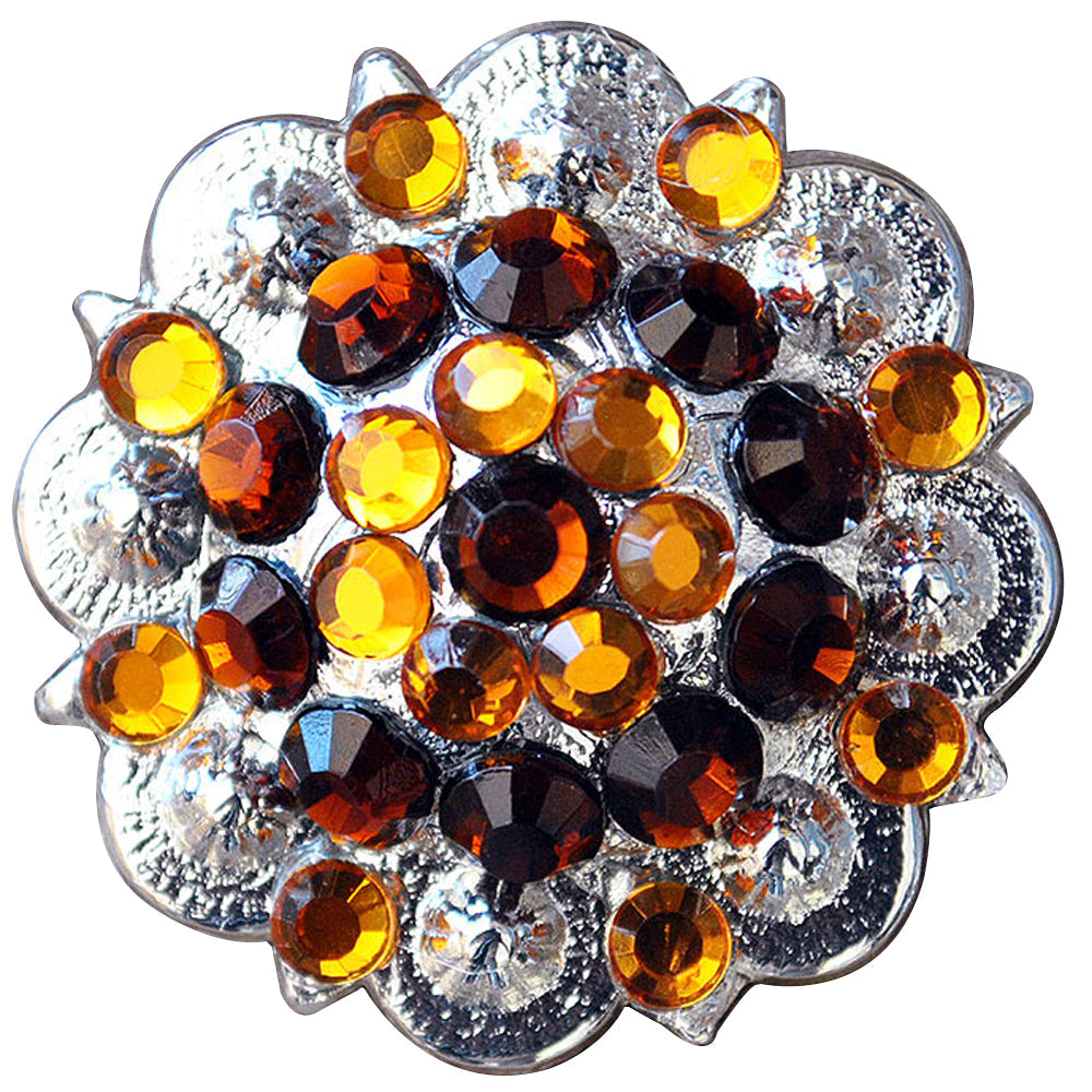 Hilason Brown Crystal 1-1/4 Berry Concho Rhinestone Saddle Tack Cowgirl