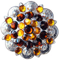 Hilason Brown Crystal 1-1/4 Berry Concho Rhinestone Saddle Tack Cowgirl