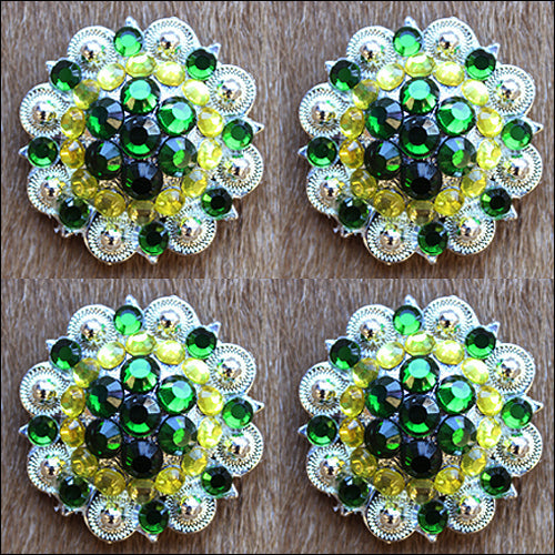 Hilason Green Crystal 1-1/4In Berry Concho Rhinestone Saddle Tack Cowgirl