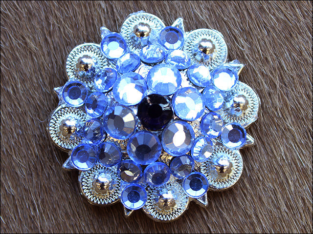 Amethyst Crystal Berry Silver Concho — 1.25"